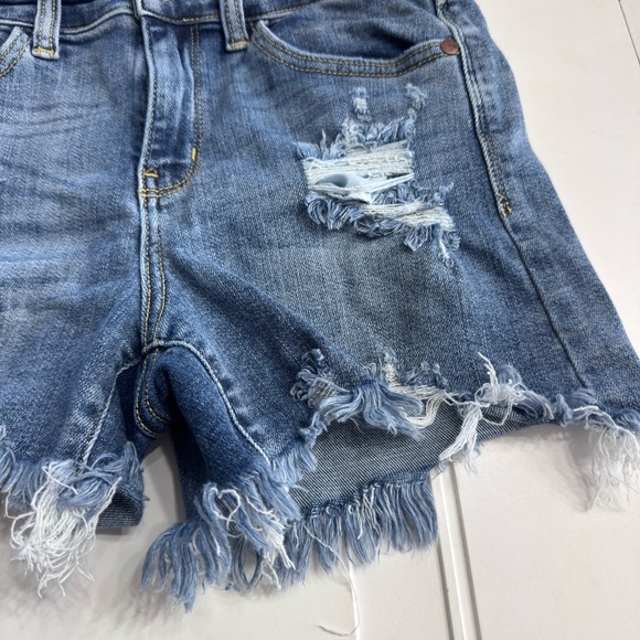 Judy Blue Jeans Womens Sz S Blue Denim Jean Shorts Super Distressed Stretch - Picture 2 of 6